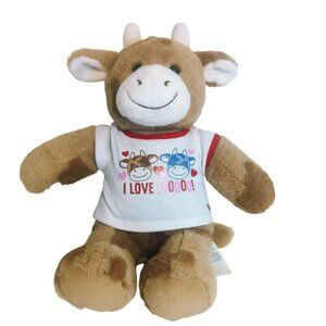 Build A Bear Workshop Brown Cow Plush I Love Moo Shirt Stuffed Animal BABW 2024